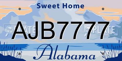 AJB7777 Alabama License Plate