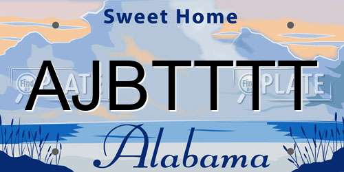 AJBTTTT Alabama License Plate