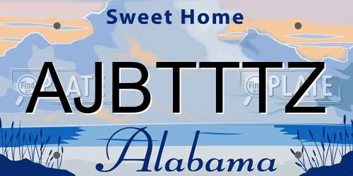 AJBTTTZ Alabama License Plate