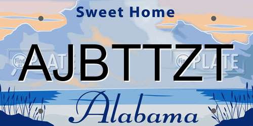 AJBTTZT Alabama License Plate