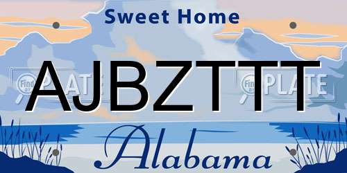 AJBZTTT Alabama License Plate