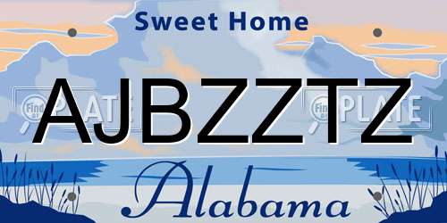 AJBZZTZ Alabama License Plate