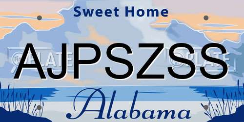 AJPSZSS Alabama License Plate