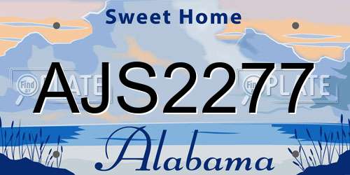 AJS2277 Alabama License Plate