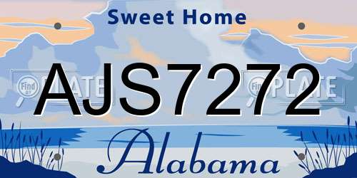AJS7272 Alabama License Plate