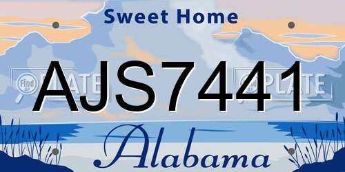 AJS7441 Alabama License Plate