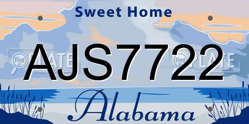 AJS7722 Alabama License Plate