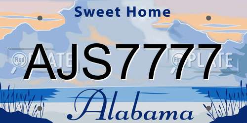 AJS7777 Alabama License Plate