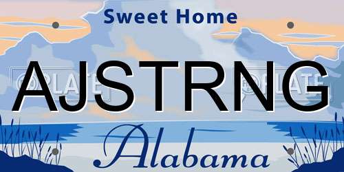 AJSTRNG Alabama License Plate