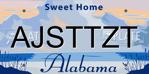 AJSTTZT Alabama License Plate