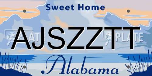 AJSZZTT Alabama License Plate