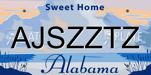 AJSZZTZ Alabama License Plate