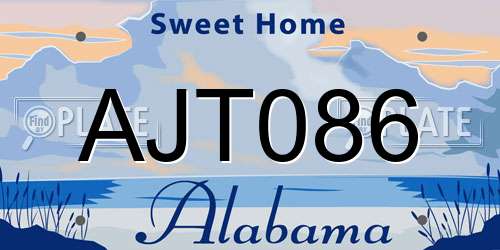 AJT086 Alabama License Plate