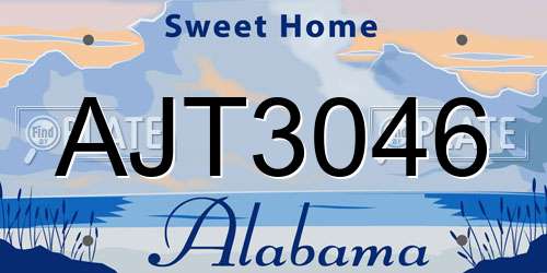 AJT3046 Alabama License Plate