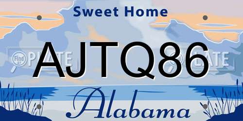 AJTQ86 Alabama License Plate