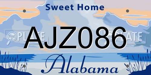 AJZ086 Alabama License Plate