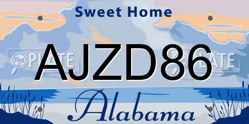 AJZD86 Alabama License Plate