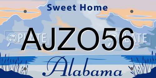 AJZO56 Alabama License Plate