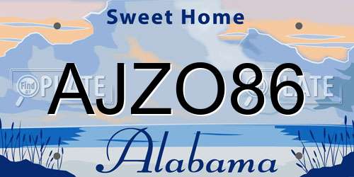 AJZO86 Alabama License Plate