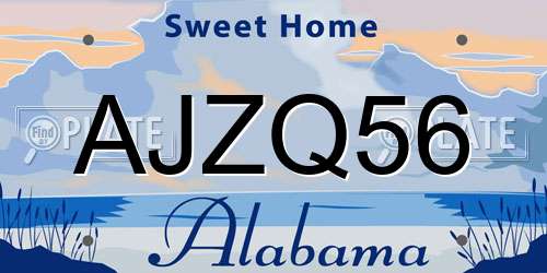 AJZQ56 Alabama License Plate