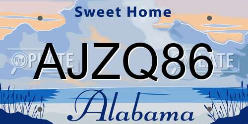 AJZQ86 Alabama License Plate