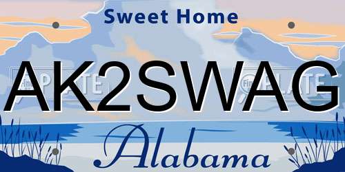 AK2SWAG Alabama License Plate
