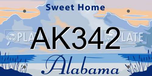 AK342 Alabama License Plate