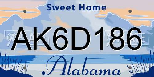 AK6D186 Alabama License Plate