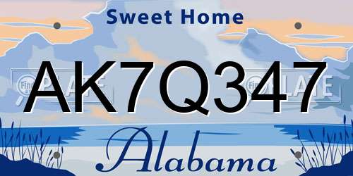 AK7Q347 Alabama License Plate