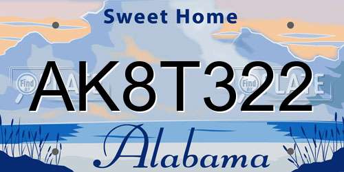 AK8T322 Alabama License Plate