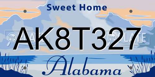 AK8T327 Alabama License Plate