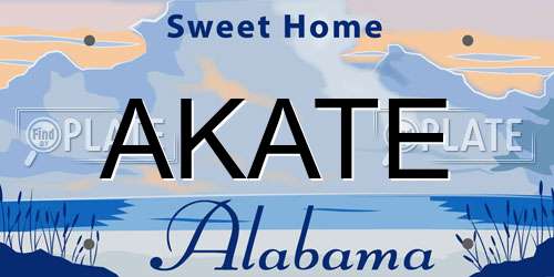 AKATE Alabama License Plate