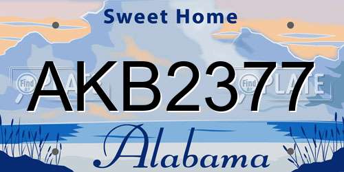 AKB2377 Alabama License Plate