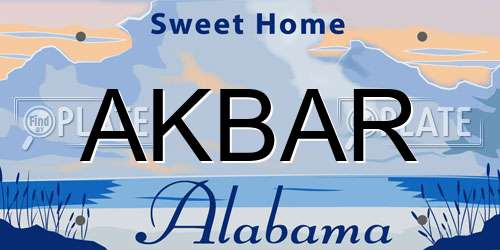 AKBAR Alabama License Plate