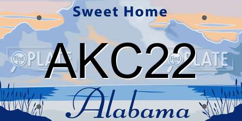 AKC22 Alabama License Plate