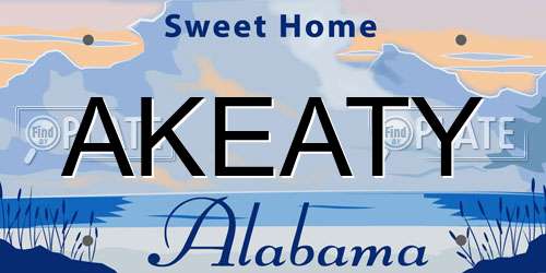 AKEATY Alabama License Plate
