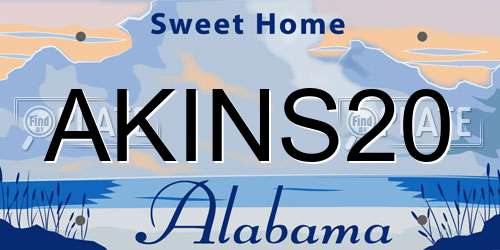 AKINS20 Alabama License Plate