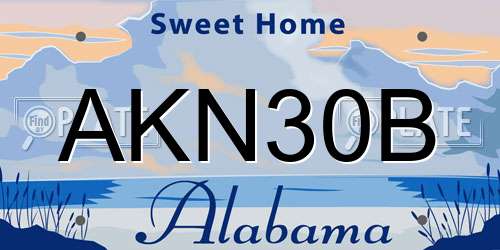 AKN30B Alabama License Plate