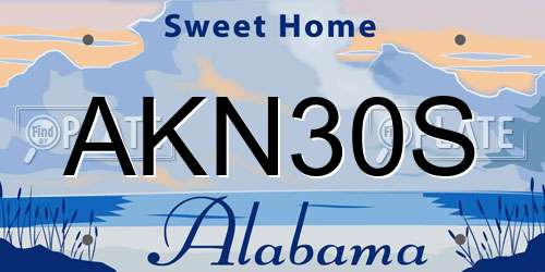 AKN30S Alabama License Plate
