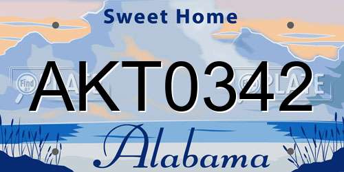 AKT0342 Alabama License Plate