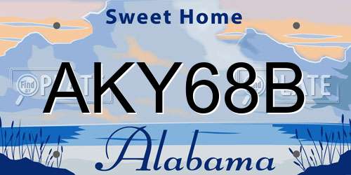 AKY68B Alabama License Plate