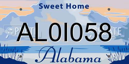AL0I058 Alabama License Plate