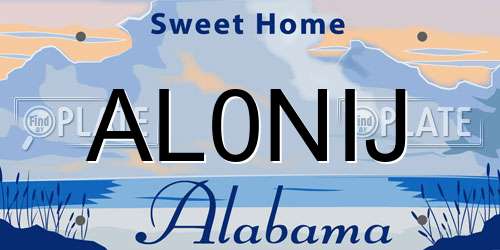 AL0NIJ Alabama License Plate