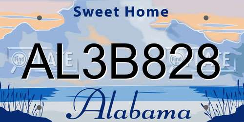 AL3B828 Alabama License Plate
