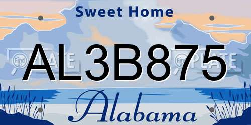 AL3B875 Alabama License Plate