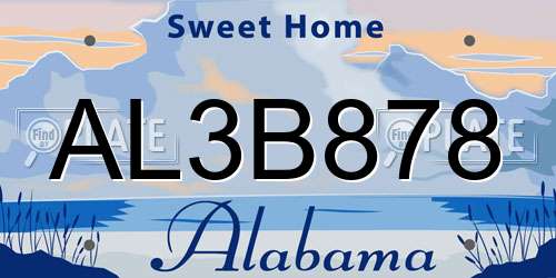 AL3B878 Alabama License Plate
