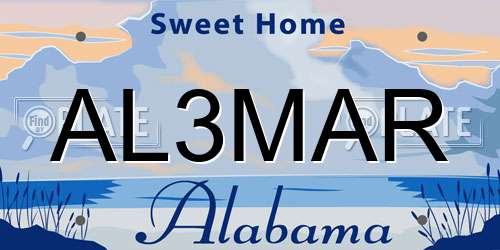 AL3MAR Alabama License Plate