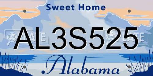 AL3S525 Alabama License Plate