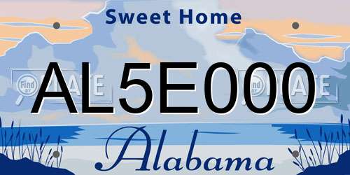 AL5E000 Alabama License Plate