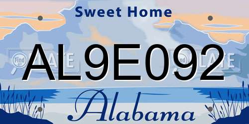 AL9E092 Alabama License Plate
